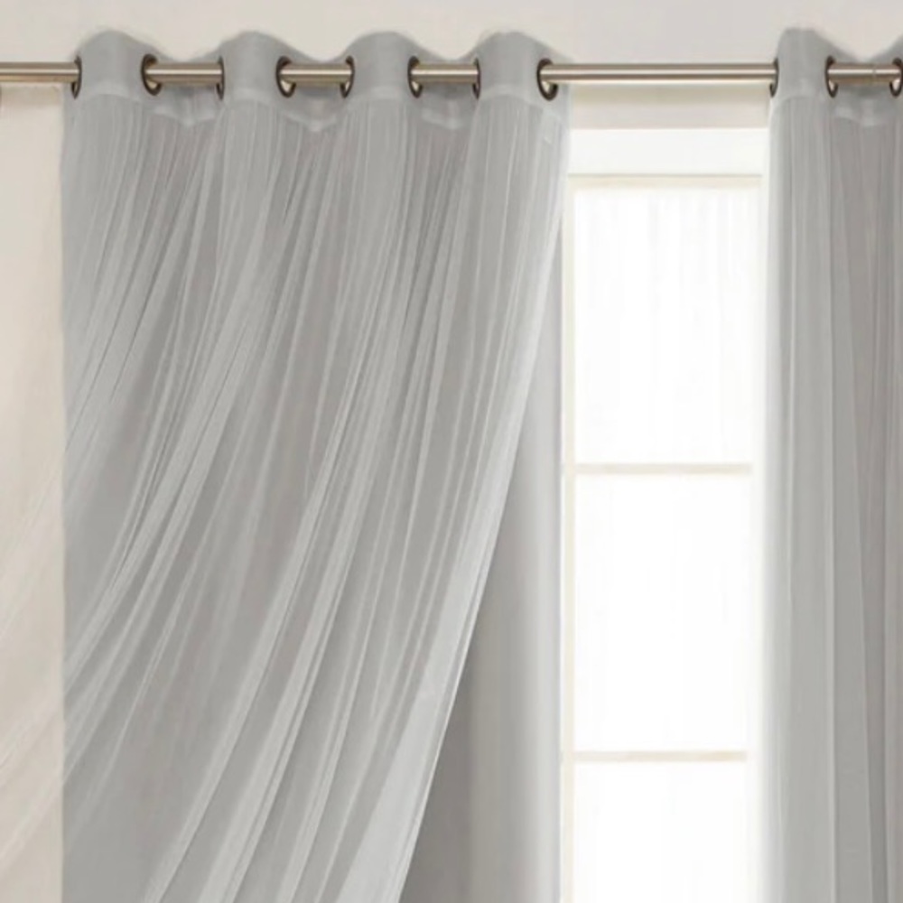 Aurora Home Mix and Match Curtains Blackout and Tulle Lace Sheer Curtain Panels